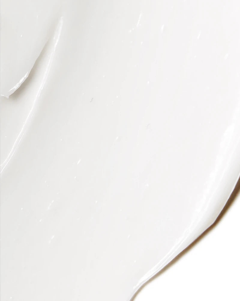 A close up of a white smear