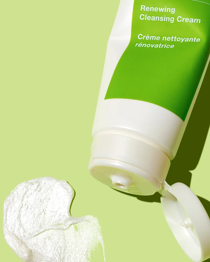 an open tube of renewing cleansing cream
