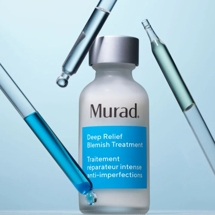 Deep Relief Blemish Treatment with droppers full of blue liquid