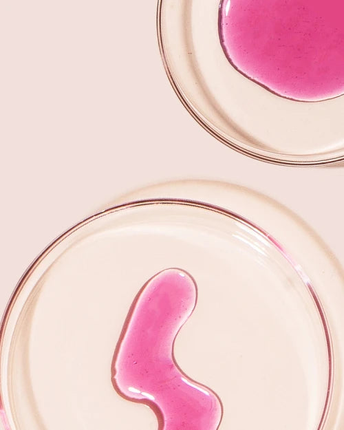 A pink liquid in a glass