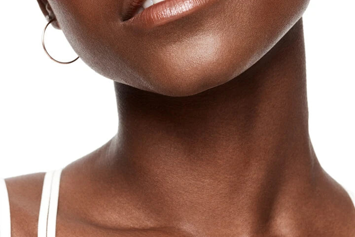 a close-up of a person's neck